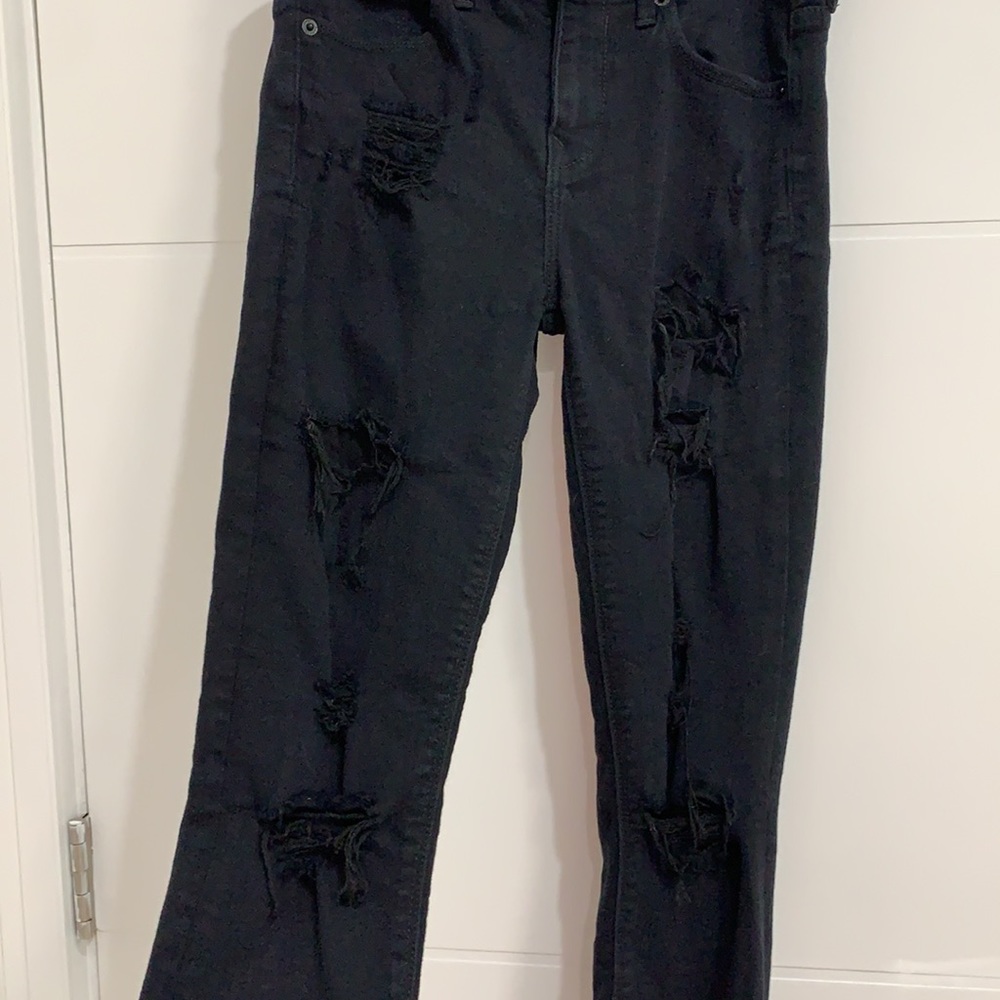EXPRESS BLACK RIPPED JEANS - Picture 2 of 6
